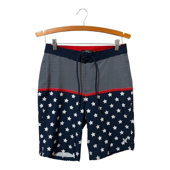 Hurley Board Shorts Men's 28 Patriotic USA Red White Blue - Picture 1 of 6